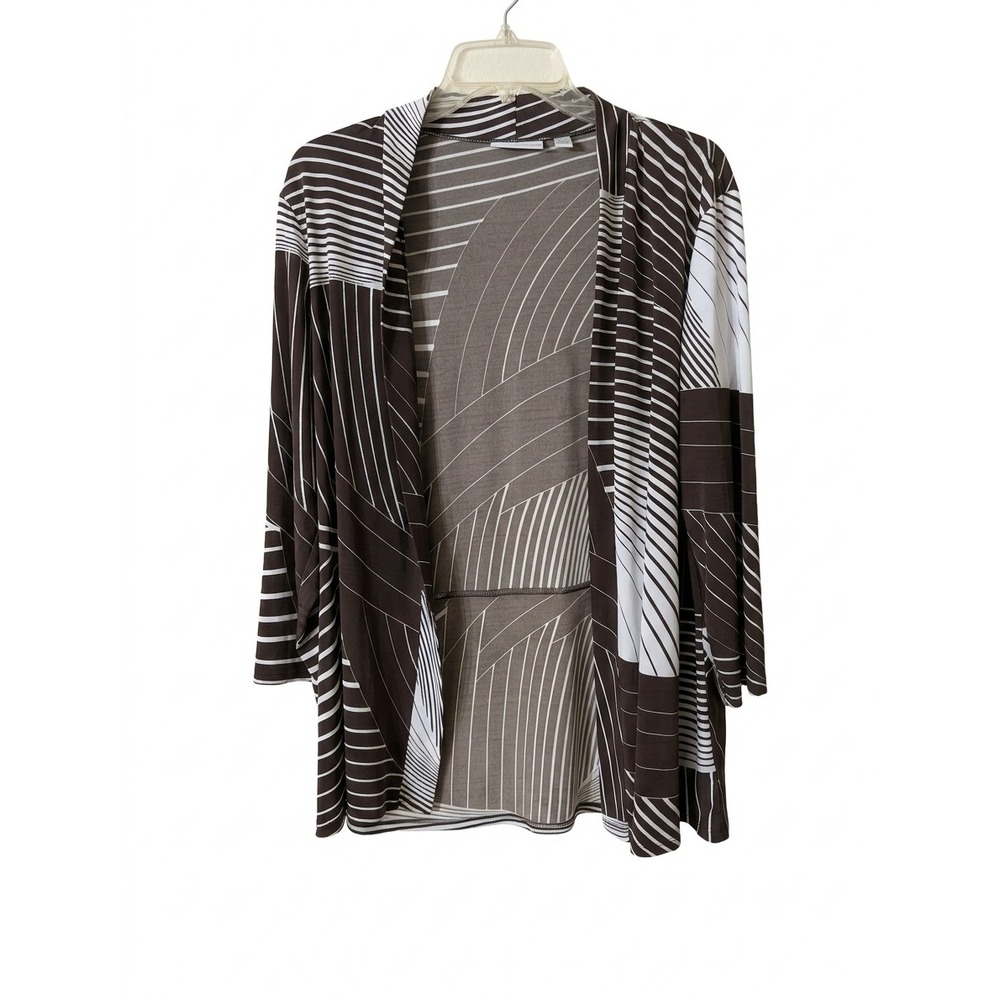Susan‎ Graver Open Front Cardigan Abstract Geometric